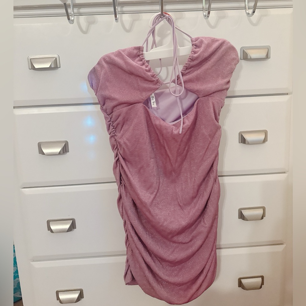 Lucy in the Sky Rutched Dress - Twinkling Lavender